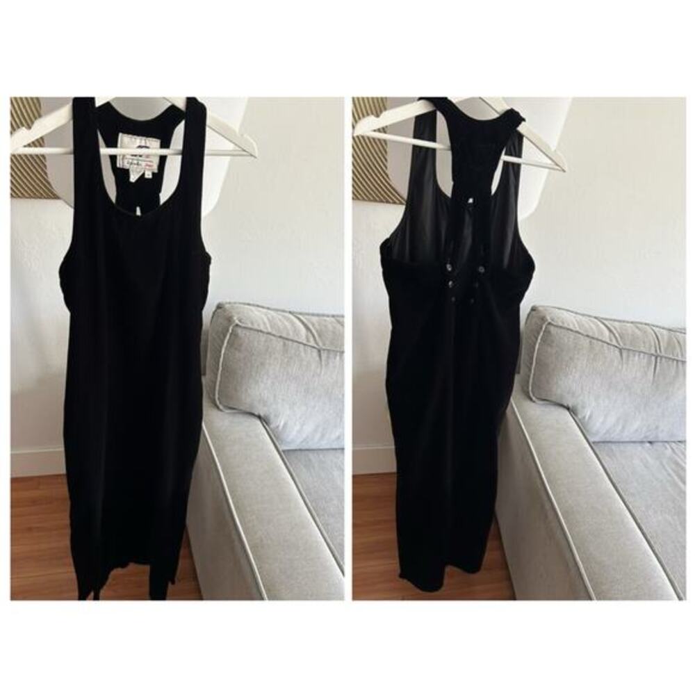 Vtg Y2K Black Velvet Tank Dress M Whimsigoth Grunge Witchy